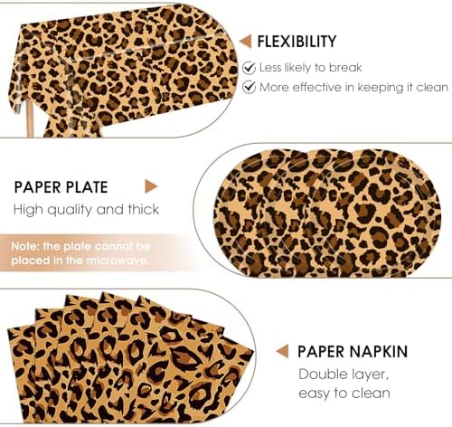 41Pcs Cheetah Print Party Decorations Set for 20 Guests