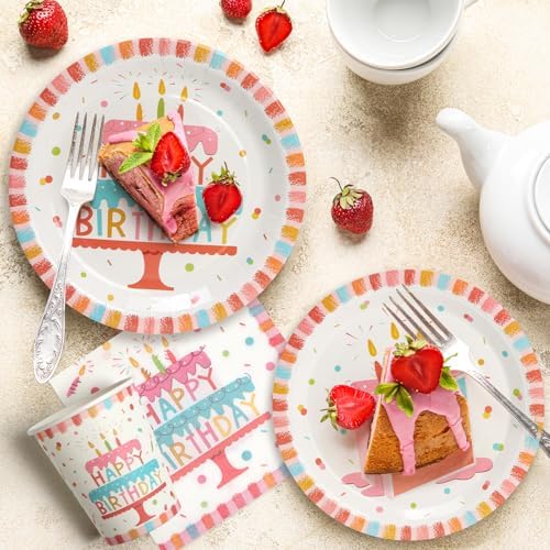 100pcs Birthday Plates Cups Napkins Set for 25 Guests