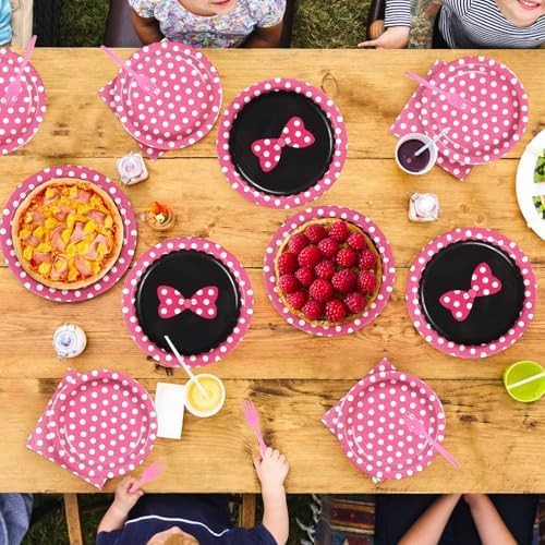 Grencian 96 Pc Pink Mouse Themed Party Plates