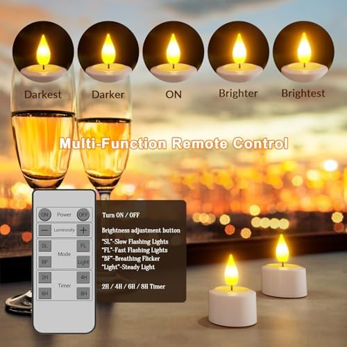 SoulBay USB Rechargeable Flameless Candles with Remote Control Timer 12pcs