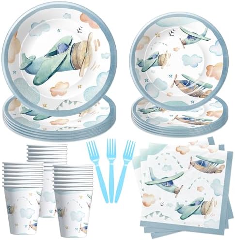 Hipvvild Airplane Birthday Party Supplies Set for 24 Guests
