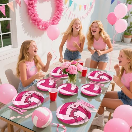 Grencian 96Pcs Volleyball Party Supplies Plates