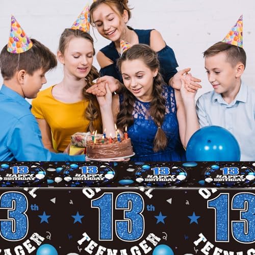 13th Birthday Plates Napkins and Tablecloth Set for Kids