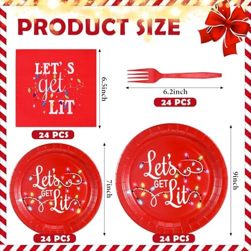 Lounsweer 96 Pcs Christmas Party Supplies Plates Napkins Set