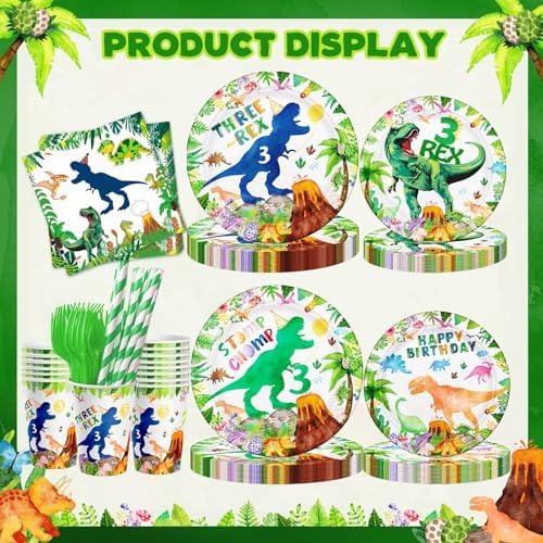 BIGKEOKI 3 Rex Birthday Party Decorations Dino Set
