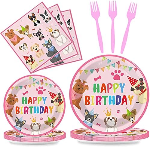 64pcs Dog Party Supplies for 16 Guests