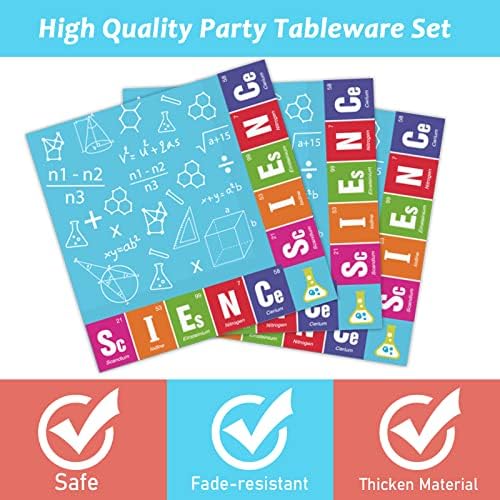 Wiooffen 96 Pcs Science Party Tableware Set