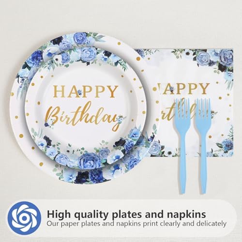 Grencian Blue Flower Party Tableware Set 96 Pcs for 24 Guests
