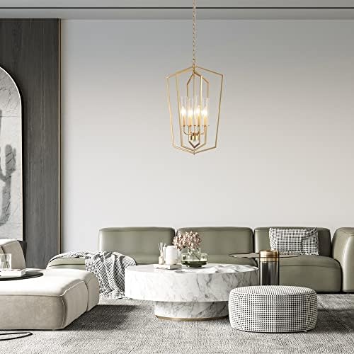 ZEVNI Gold 4-Light Chandelier Pendant Light
