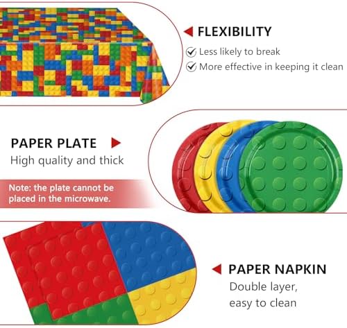 81 PCS Building Block Party Tableware Set for Kids Birthday