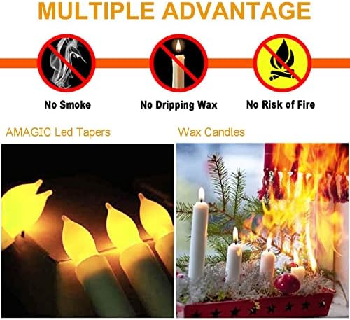 Set of 24 Flameless LED Taper Candles with Warm Yellow Flickering Light