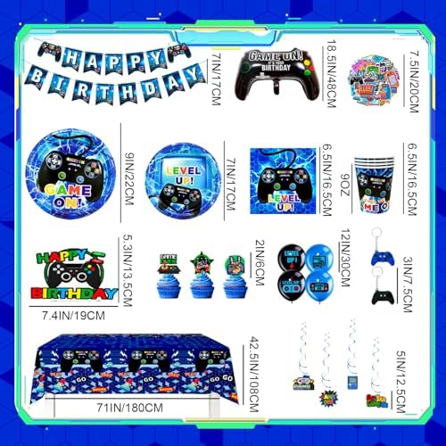 213pcs Video Game Birthday Party Decorations Set for Boys