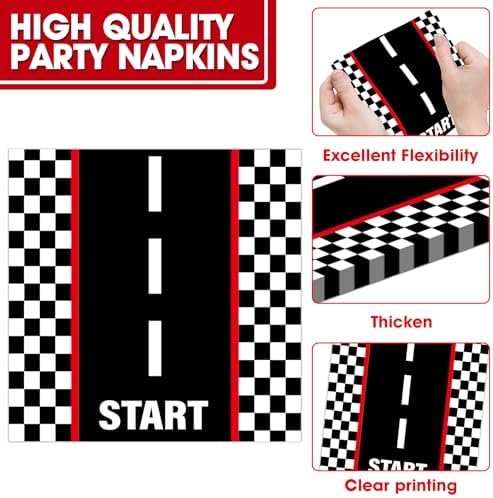 96Pcs Racing Car Party Plates Napkins Set for 24 Guests