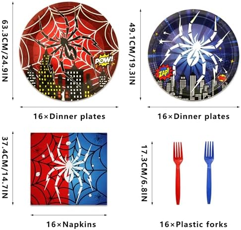 64Pcs Spider Themed Party Tableware Set