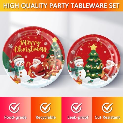 177PCS Christmas Paper Plates Napkins Party Supplies