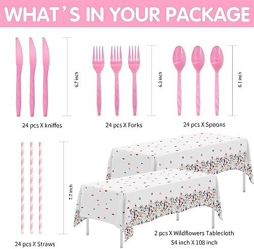 Floral Party Decorations Tableware Set for 24 Guests