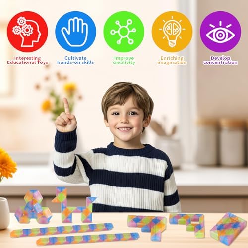 30pcs Glow in the Dark Snake Cube Fidget Toys