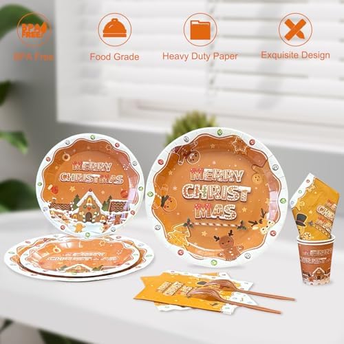 Gingerbread Christmas Party Decor Tableware Set for 20 Guests