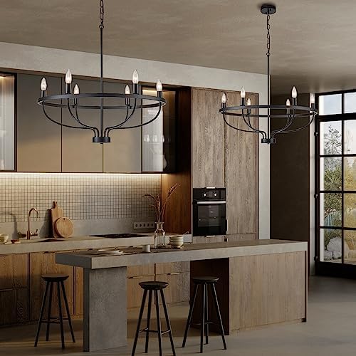 6 Light Black Chandelier with Rustic Design
