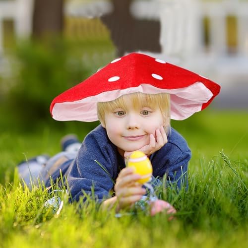 Red White Plush Mushroom Novelty Costume Hat for Women