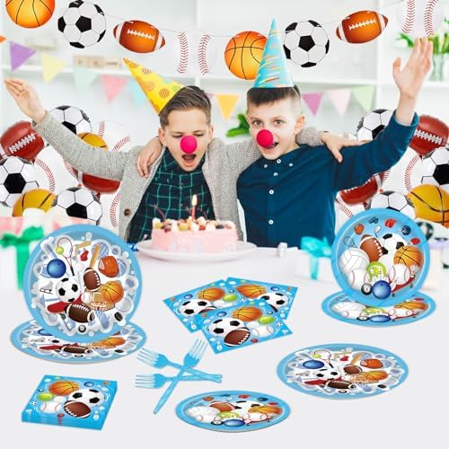 96 Pcs Sports Themed Birthday Party Supplies Plates Napkins
