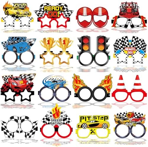 Race Car Party Photo Booth Props - 16pcs Multi Style