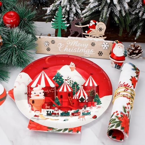 GOGUOGOFA 50Pcs Christmas Tree Paper Plates