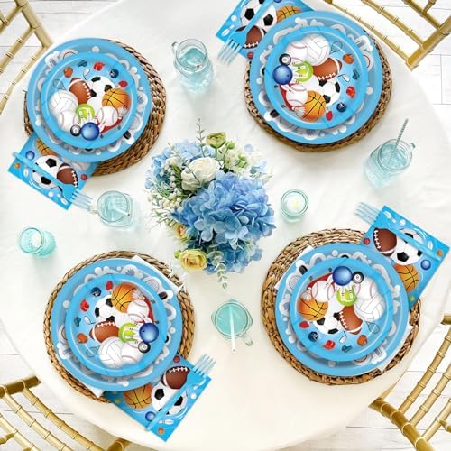 96 Pcs Sports Themed Birthday Party Supplies Plates Napkins