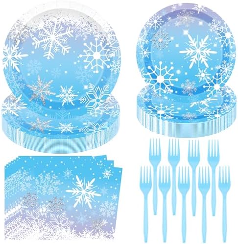 Winter Snowflake Birthday Party Supplies 96 PCS