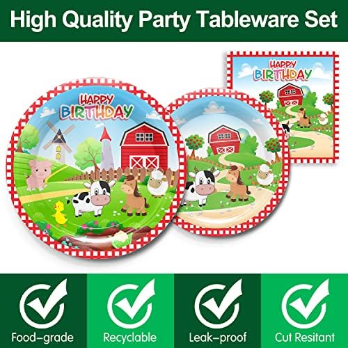 Farm Animal Party Tableware Set for 24 Guests