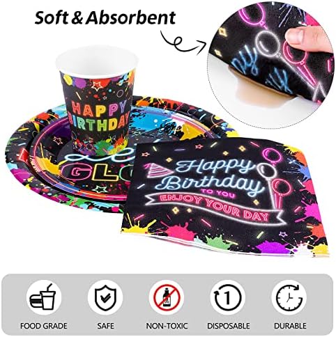 Durony 100 Piece Neon Glow Tableware Set for 25 Guests