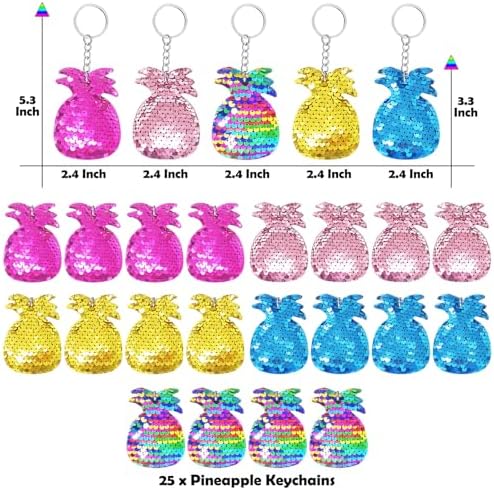 CiciBear 25 Pack Pineapple Sequin Keychains for Party Favors