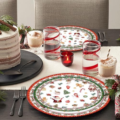 60PCS Christmas Paper Plates and Napkins Set