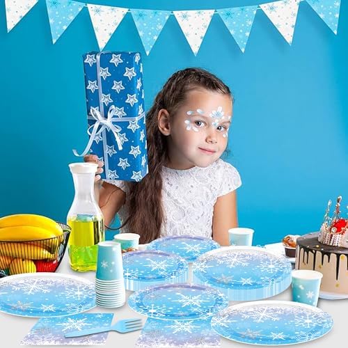 Winter Snowflake Birthday Party Supplies 96 PCS