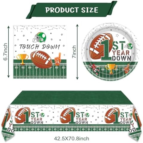 Football 1st Birthday Party Tableware Set 20 Plates 20 Napkins Tablecloth