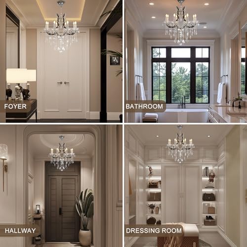 VARTTYAL Black Crystal Chandelier 8 Light 30 Inch Ceiling Light Fixture