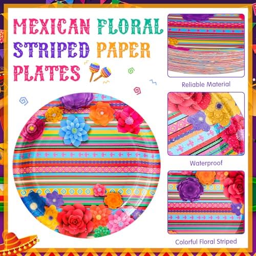 Domensi 200 Pcs Mexican Fiesta Tableware Set for 50 Guests