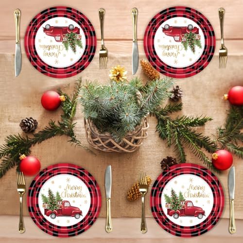 60 Pcs Christmas Party Supplies Plates and Napkins Set