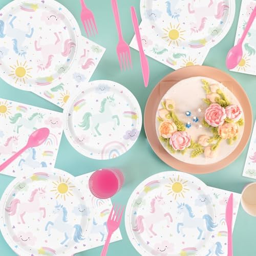 Unicorn Party Supplies for 24 Guests Pastel Tableware Set
