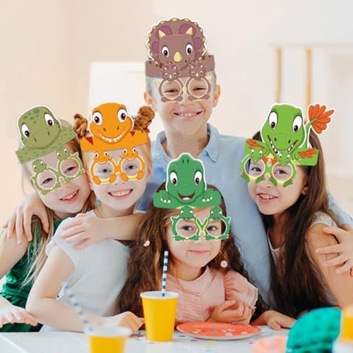 Didiseaon 12pcs Dinosaur Birthday Party Hats for Kids