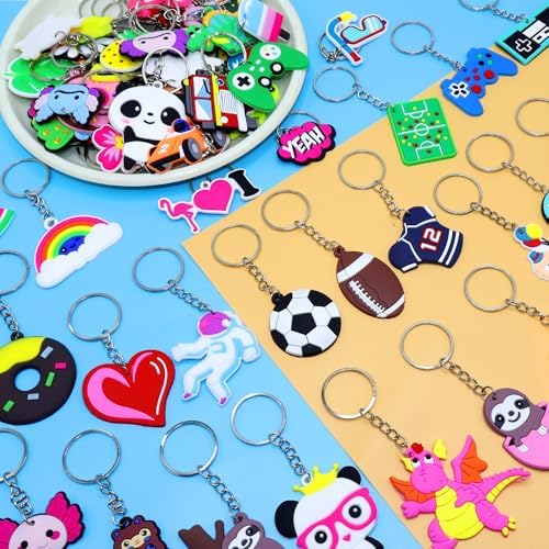 45PCS Cartoon Keychains Bulk for Kids Party Favors