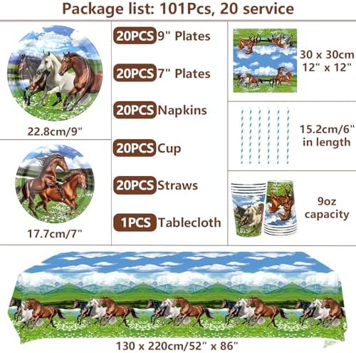 Horse Themed Party Tableware Set for 20 Guests