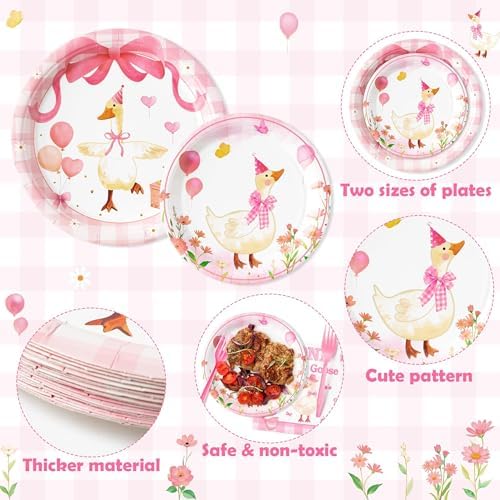 ANGOLIO One Silly Goose Birthday Party Plates Set