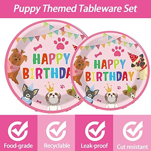 64pcs Dog Party Supplies for 16 Guests