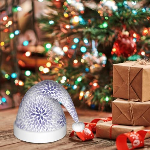 Salelf Lilac Flowers Santa Hat for Kids Christmas Plush Hat