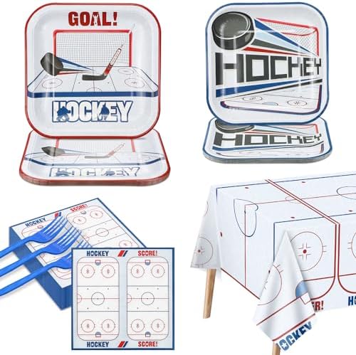 Hockey Birthday Tableware Set - 81Pcs for Kids Fans