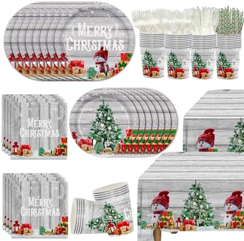 195pcs Christmas Party Supplies Set for 24 Guests