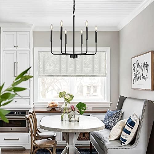 Black Farmhouse 6-Lights Chandelier for Dining Room