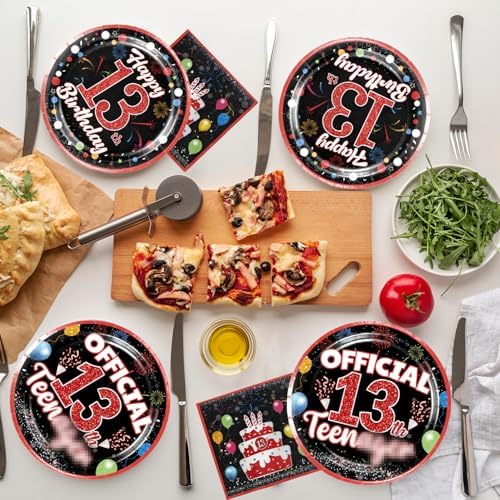 160pcs Birthday Plates Napkins Set for 13th Boy Party