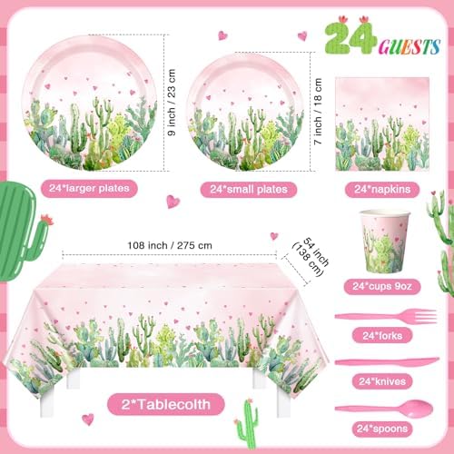 Cactus Party Decorations 170 Pcs for 24 Guests
